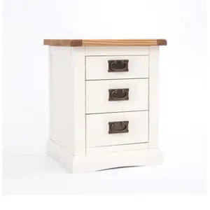 Cosenza 3 Drawer Bedside Table Brass Drop Handle