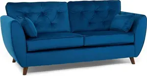 Hoxton Compact Velvet 3 Seater Sofa Blue Scs Living