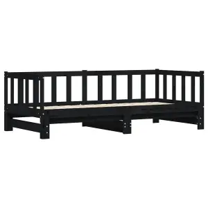 Berkfield Day Bed with Trundle Black 90x200 cm Solid Wood Pine