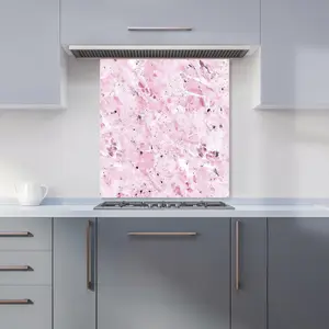 Plush Pink Quartz Effect Premium Glass Kitchen Splashback W900mm x H650mm