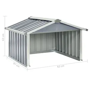 Tuckahoe Garden Robot Lawnmower Shed 92 x 97 x 63 cm Galvanised Steel Grey