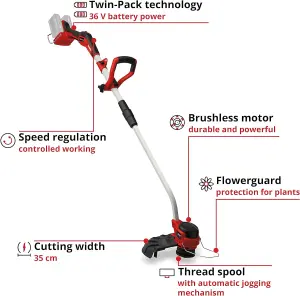 Einhell 3411330 GP-CT 36/35 Li BL 36v Cordless Grass Trimmer 350mm + 2.5AH Kit