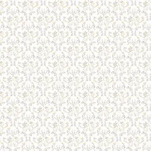 Galerie Small Prints Grey Ogee Floral Wallpaper Roll