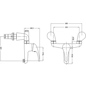 Chrome Bathroom Bath Filler Mixer Tap Deck Mounted Single Lever Modern