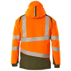 Mascot Accelerate Safe Winter Jacket with CLIMascot (Hi-Vis Orange/Moss Green)  (XXXX Large)