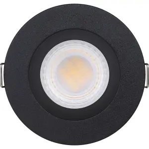 Luceco FType Mk2 Matt Black Fixed LED Fire-rated Cool & warm Downlight 6W IP65, Pack of 6