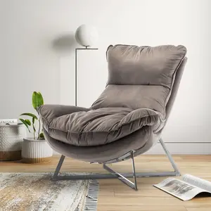 Velvet Light Grey Pierina Accent Chair