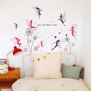 Walplus Combo Kids Fairies Wall Sticker + Walplus Pink Dandelion PVC