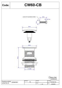 McAlpine Chrome Plated Slotted Clicker Basin Waste with Mushroom Top 1.25''    CW60-CB