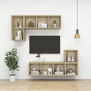 Berkfield Wall-mounted TV Cabinet Sonoma Oak 37x37x142.5 cm Engineered Wood