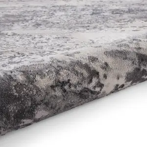 Grey Modern Rug, Abstract Metallic Marble Rug, 11mm Thick Modern Rug, Grey Rug for Bedroom, & Dining Room-80cm X 150cm