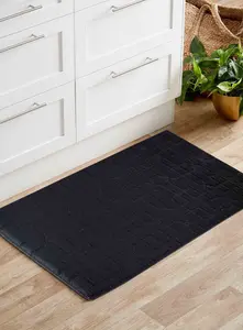 Ivy Washable Cubed Trellis Design Anti Slip Doormats Black 120x160 cm