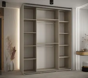 Elegant Dakota VI Sliding Door Wardrobe 2000mm - Expansive Storage with Three Doors, Hanging Rails, and Shelves H2350mm D600mm