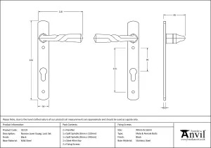 From The Anvil Black Narrow Lever Espag. Lock Set