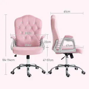 Vinsetto Home Office Chair with Adjustable Height Tilt Function Pink