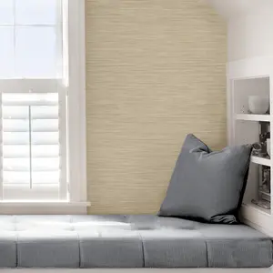 NuWallpaper NUS3336 Tibetan Grasscloth Peel & Stick Wallpaper, Cream