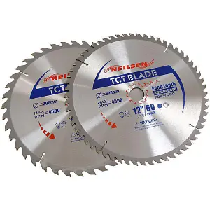 2pc 300mm 12 Inch TCT Circular Saw Blades 40 & 60 Teeth With Reducers (CT2522)