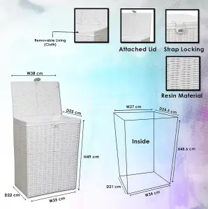 Laundry Basket Medium White Resin with Cloth Liner