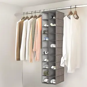 Grey 20 Compartments Non-Woven Hanging Organizer for Shoes