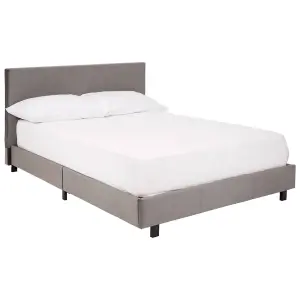 Interiors By Premier Compact Bed In Box In Brushed Steel Velvet, Minimalist Bed For Bedroom, Sturdy Bed With Vertical Stitching