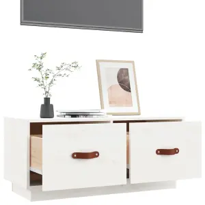 Berkfield TV Cabinet White 80x34x35 cm Solid Wood Pine