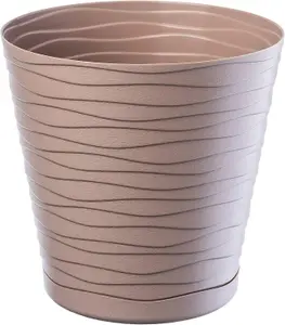 Plant Pot Flowerpot Wave Plastic Crystal Modern Decorative Beige 25cm