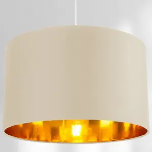 Contemporary Cream Cotton 14 Table/Pendant Lamp Shade with Shiny Copper Inner