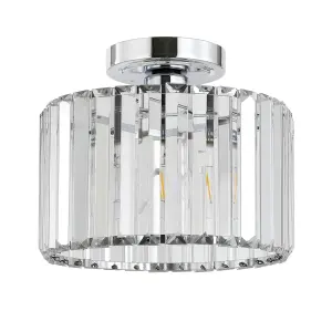 GoodHome Antpitta Glass & metal Chrome effect LED Bathroom ceiling light