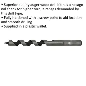 12 x 155mm Hardened Auger Wood Drill Bit with Hexagonal Shank for Timber Projects