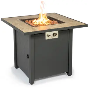 Homeology KAMAR Stylish Metal Frame Garden and Patio Ceramic Tabletop Fire Pit