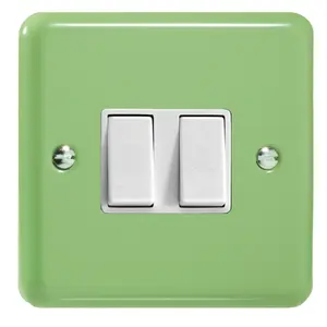 Varilight 2-Gang 10A 1- or 2-Way Rocker Switch Beryl Green