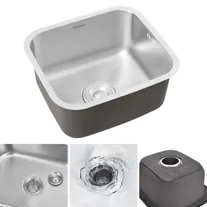 Deep Single Bowl Stainless Steel Catering Inset Kitchen Sink and Drainer 410mm x 360mm