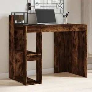 Berkfield Office Desk Smoked Oak 103.5x56.5x94 cm Engineered Wood