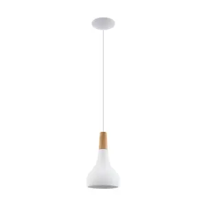 EGLO Sabinar Metal and Wood Single Pendant Light 901177