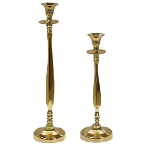 Set of 2 Candle Holders TIRAH Metal Gold