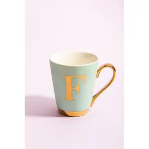 Maison by Premier Mimo Green Frosted Deco F Letter Monogram Mug