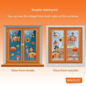 Walplus Autumn Leaves With Sunflowers And Squirrels Window Clings Rooms Décor