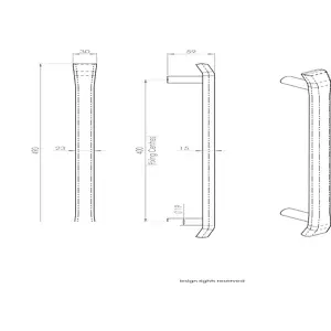 Flat Bar Pull Handle with Chamfered Edges 400mm Fixing Centres Satin Steel