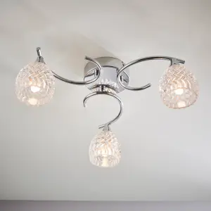 Anson Lighting Georgia 3lt Ceiling Light in  Chrome plate & clear glass