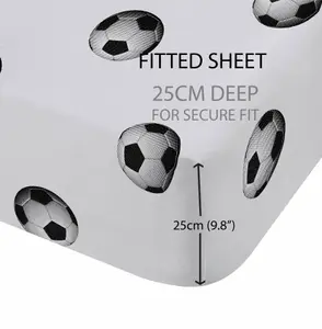 Catherine Lansfield Kids Bedroom Football Fitted Sheet 25cm Depth Black and White