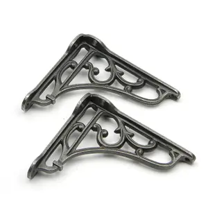 Oakcrafts -Pair of Antique Cast Iron Heritage Shelf Brackets - 100mm x 90mm