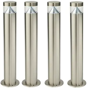 4 PACK Outdoor Garden Bollard Light Steel Pyramid Cool White LED Lamp Post IP44