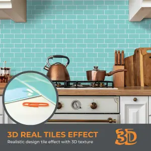 3D Tile Stickers Peel & Stick Backsplash Waterproof Capri Sea 18 Sheets 30.5cm(12") Green