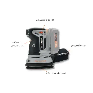 Daewoo U-FORCE Series 18V Cordless Orbital Sander 125mm + 2 x 2.0Ah Battery + Charger