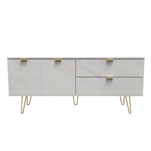 Fuji 2 Drawer 2 Door Wide Sideboard in Marble (Ready Assembled)