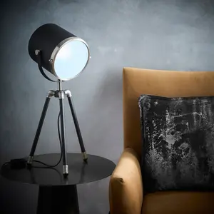 Dagon Black and Satin Nickel Tripod Projector Spot Light Style Table Lamp