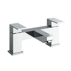 Nes Home Raldo Modern Bath Filler Tap Bathroom Chrome Twin Lever Square Faucet