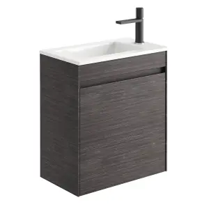 Rigel Dark Oak Wall Hung Cloakroom Vanity Unit with Resin Basin (W)55cm (H)63cm