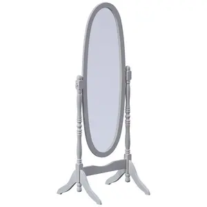 Beecroft Solid And Engineered Wood Oval Mirror Grey