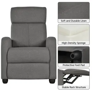 Yaheetech Grey Modern Fabric Recliner Sofa with Pocket